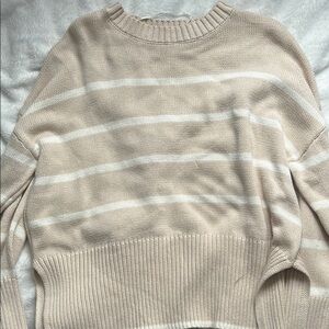 Women's Cream Striped Sweater